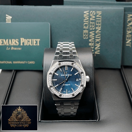 Audemars Piguet Royal Oak Diamond Bezel Blue Dial Replica in the box