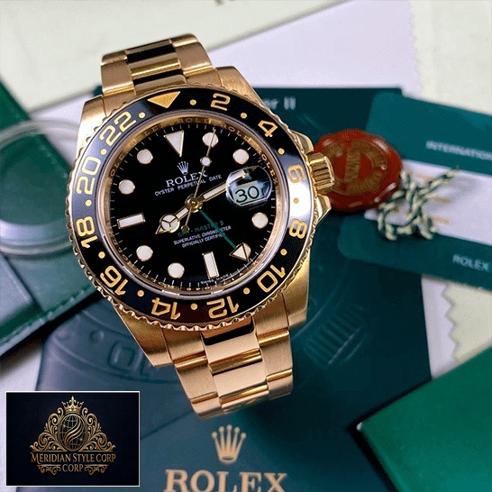 Rolex GMT-Master II 116718LN Black Bezel Oyster Replica & Guarantee Card