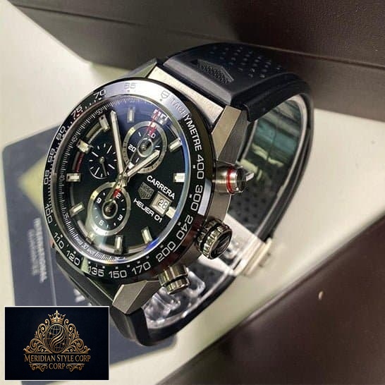 Tag Carrera Black Rubber Replica Crown Pusher