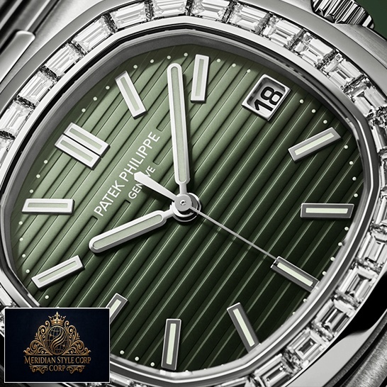 Patek Philippe Diamond Bezel Green Dial Replica front view