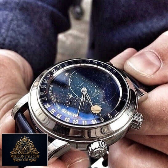 Patek Philippe Celestial Grand 6102 Blue Dial Replica on the man hand