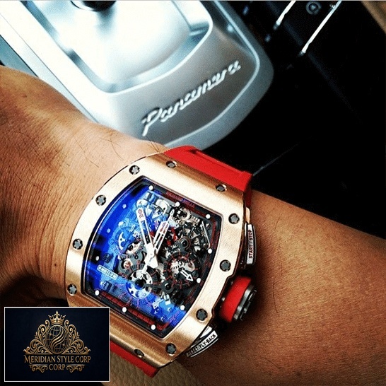 Richard Mille RM011 Gold Bezel Red Demon Han Replica on the man wrist