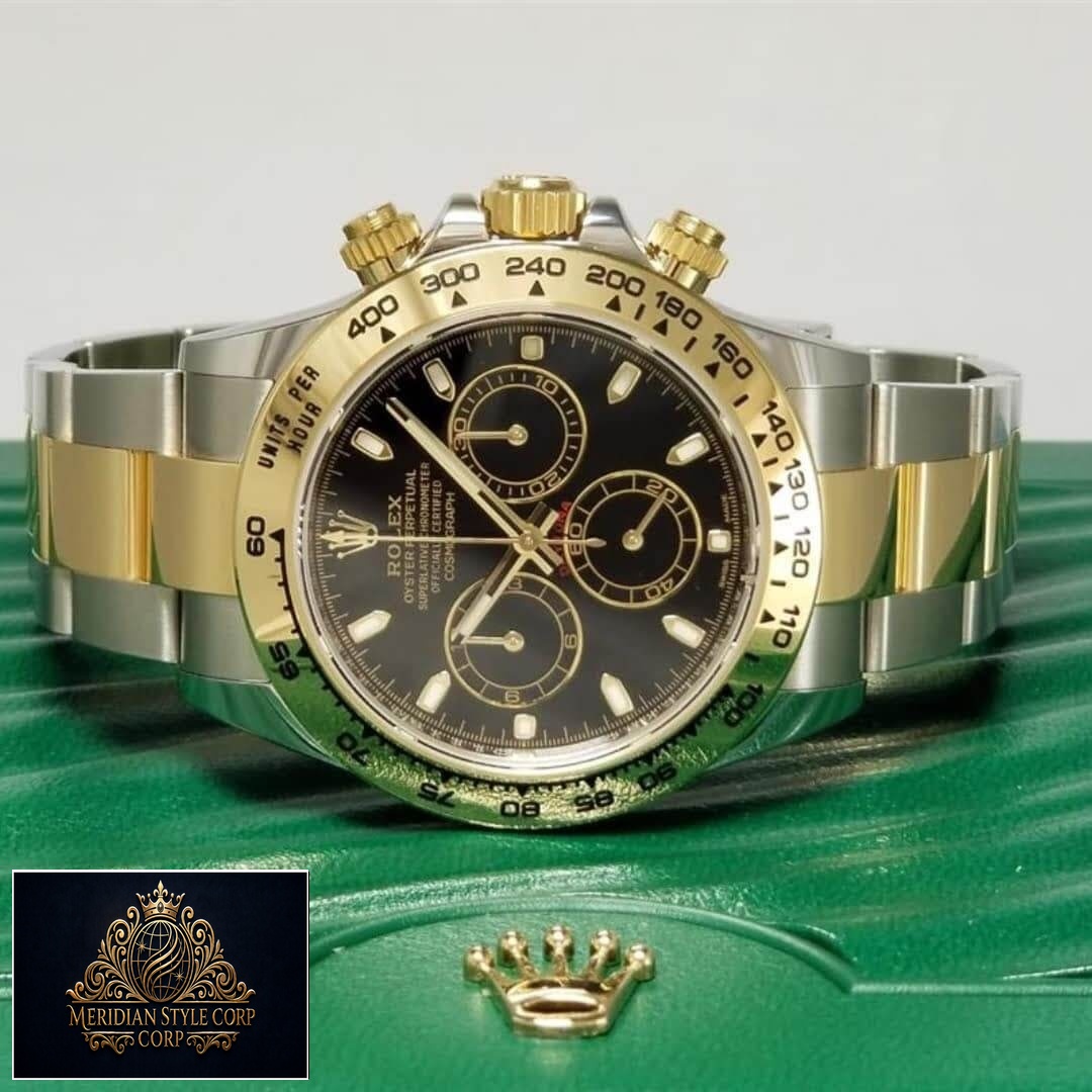Rolex Daytona Gold & Steel Black 116503 Replica on the Green Rolex Box