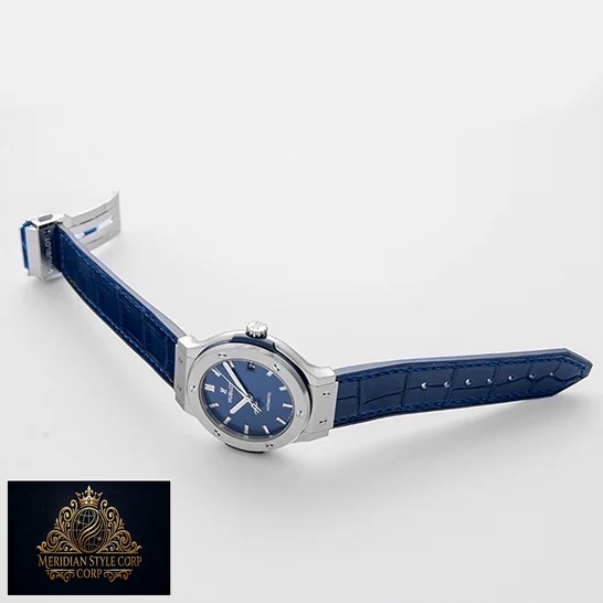 Hublot Classic Fusion Blue Dial Stainless Steel Bezel Replica white background