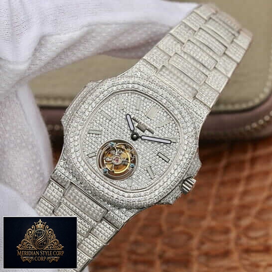 Patek Philippe Tourbillion 6980 White Diamıond Iced Out Replica front view
