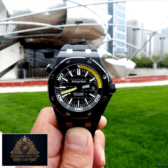 Audemars Piguet Royal Oak Black and yellow Dial Replica grass background