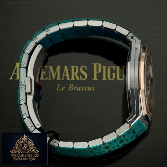 Audemars Piguet Royal Oak Stainless Steel Replica side view on the ap box