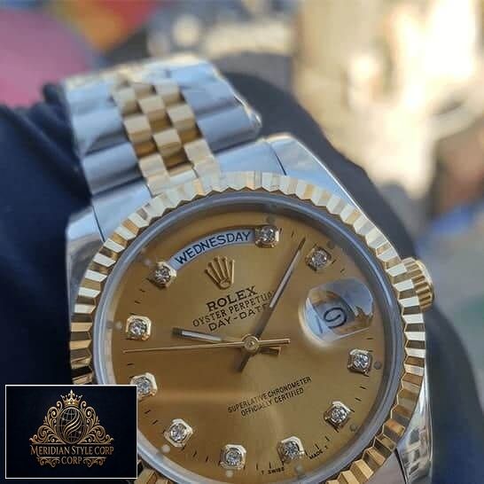 Rolex Day-Date 38mm MOP Gold with Diamonds Dial Replica