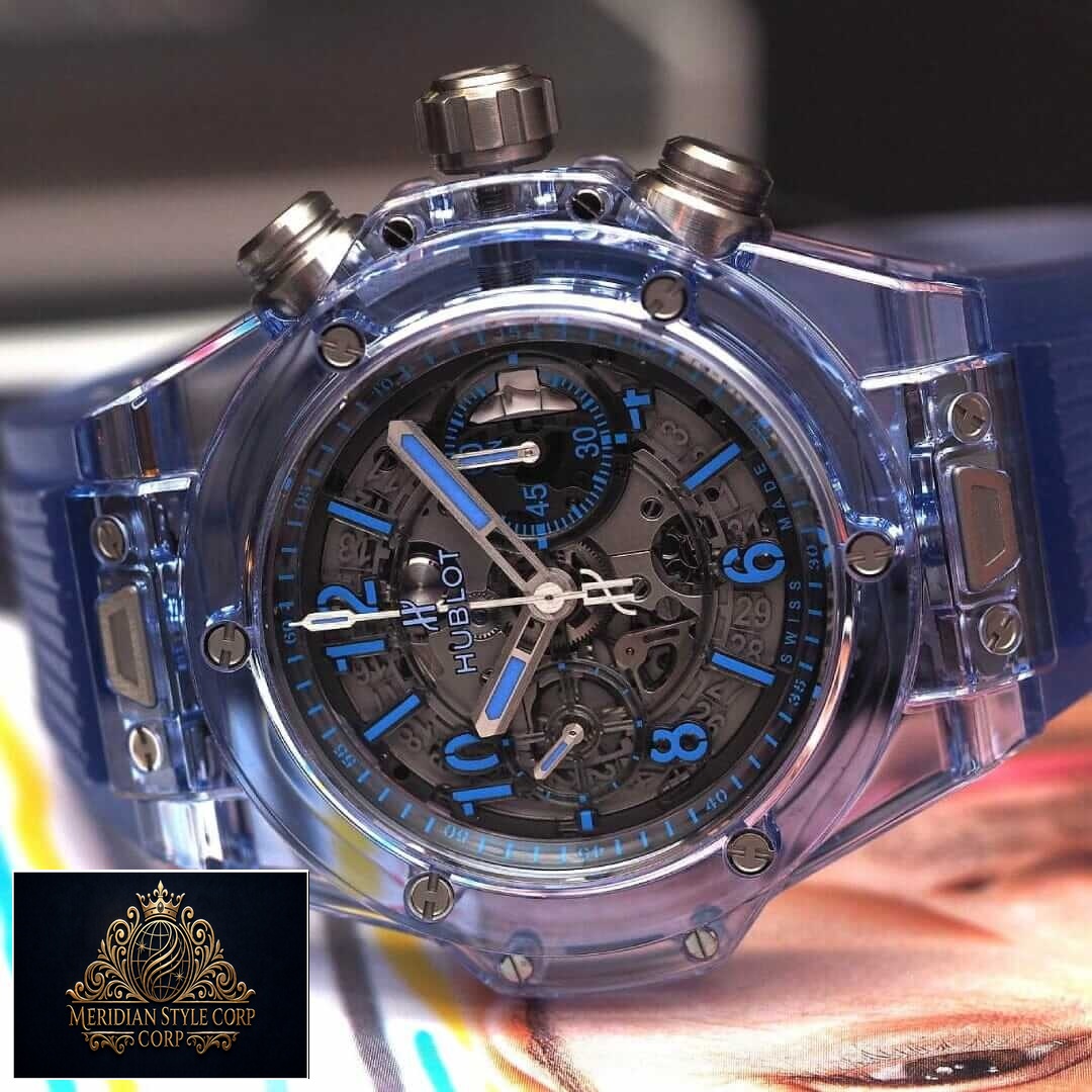 Hublot Big Bang Blue Dial Replica side view crown / push button
