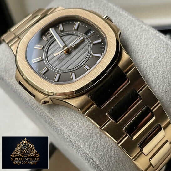 Patek Philippe 7011-1R-010 Gold Bracelet Replica on the stand