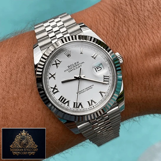 Rolex Datejust 126334 "Steel & White Gold" Perfect Super Clone Rolex 126334 Datejust Fluted White Roman Dial Replica on the man wrist