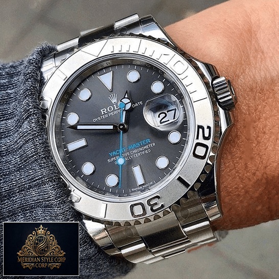 Rolex Yacht Master 116622-0003 Replica grey dial on the wrist