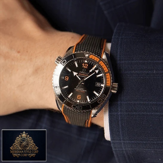 Omega Seamaster Orange Black Dial Replica on the wrist