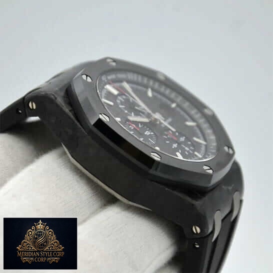 Audemars Piguet Royal Carbon Case All Black Replica side view white background