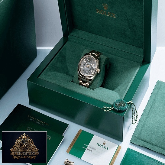 Rolex Sky-Dweller 326935-0007 Rhodium Dial Replica & Guarantee Card in the Green Rolex BOX