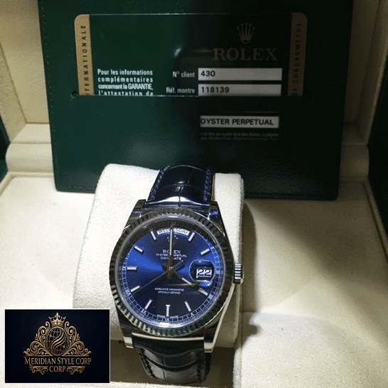 Rolex Day-Date 118139-0004 V5 Blue Dial Replica & Guarantee Card