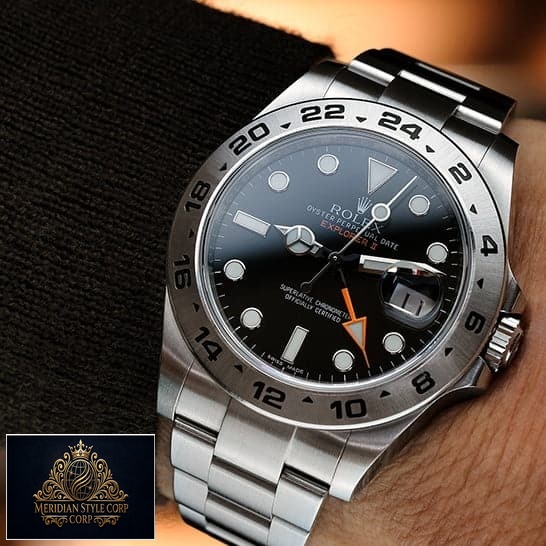 Rolex Explorer II 216570-0001 Stainless Steel Bezel Replica on his arm
