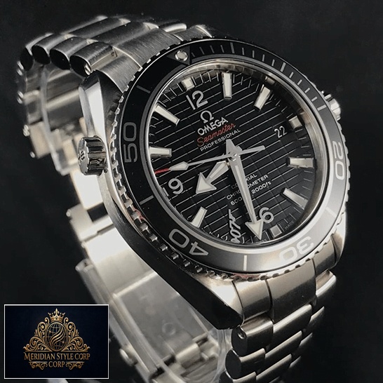 Omega Seamaster Planet Ocean Black Dial Steel Bracelet Replica black background