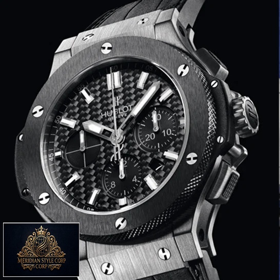 Hublot Big Bang Steel Ceramic Black Dial Replica black background