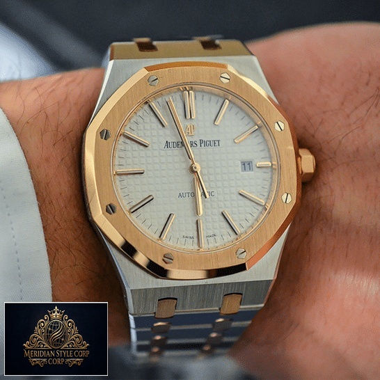 Audemars Piguet Two Tone Automatic White Ddial Replia on the man wrist
