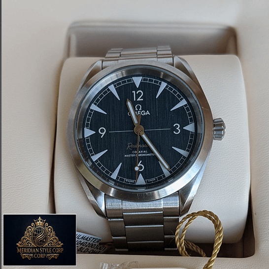 Omega 220.10.40.20.03.001 Railmaster Blue Dial Replica in the white box