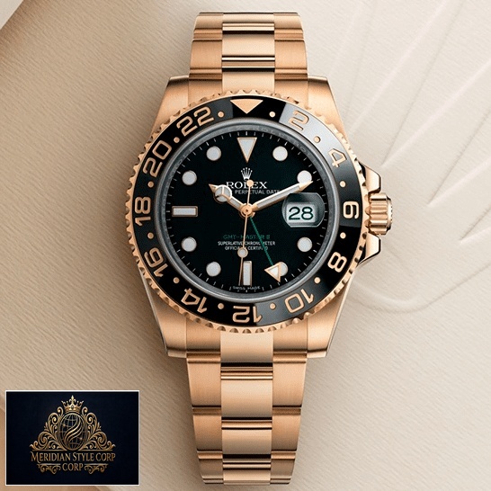 Rolex GMT-Master II 116718LN Gold Watch Black Dial Oyster Replica