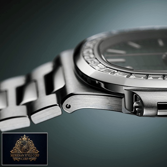 Patek Philippe Stainless Steel Bracelet Replcia side view green background