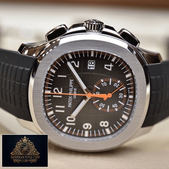 Patek Philippe Geneve Aquanaut Black Dial Steel Bezel Replica side view