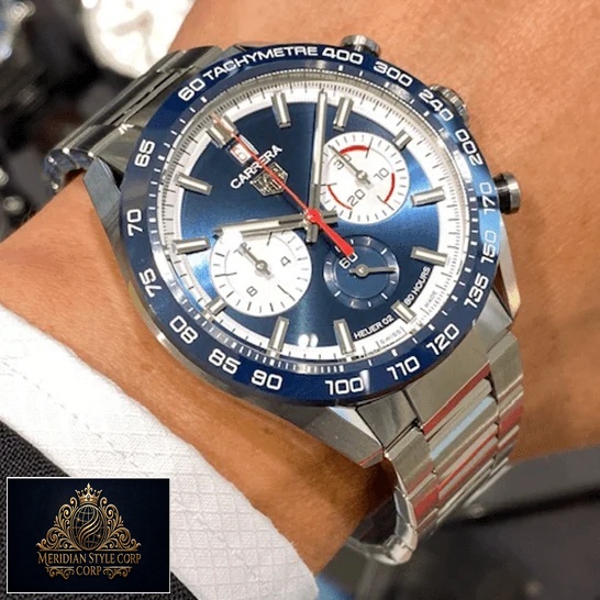 Tag Heuer Carrera Automatic Chronograph CBN2A1E Blue Dial Replica on the man wrist