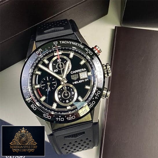 Tag Carrera Black Rubber Replica Black Rubber Crown Pusher