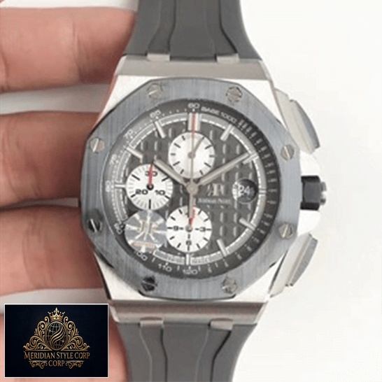 AP Royal Oak Novelty Grey Rubber Bracelet & Dial Replica white background