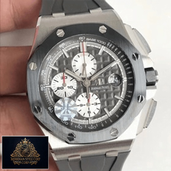 Audemars Piguet Royal Oak Grey Dial Replica white background on the hand