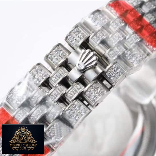 Baguette rolex diamond replica bracelet and rolex logo