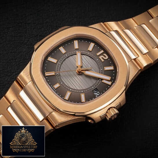 Patek Philippe Black Dial Rose Gold Case Replica black background