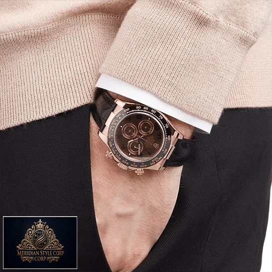 Rolex Daytona Cosmograph 116515LNBR Rose Gold Black Leather Bracelet Replica