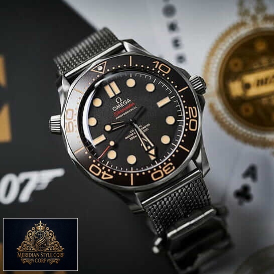 Omega Seamaster Stainless Steel Bracelet Black Dial Replica on playing cards