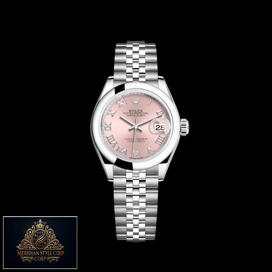 Rolex Lady-Datejust Pink 279160-0013 Stainless Steel Jubilee Replica Black Background