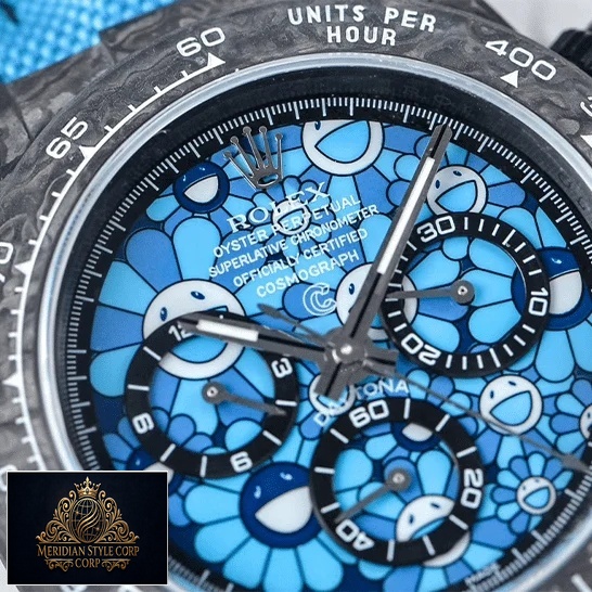 Rolex Daytona Cosmograph Blue Sun Flower Pattern Dial & Black Bezel Replica