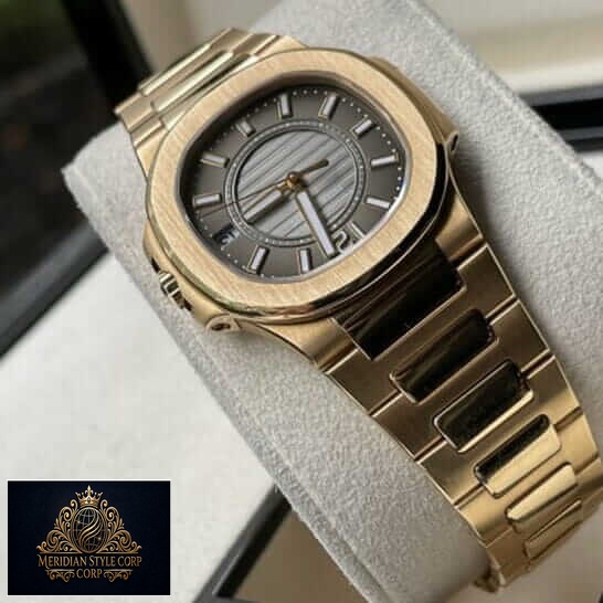 Patek Philippe Black Dial Gold Bracelet Replica in the stand