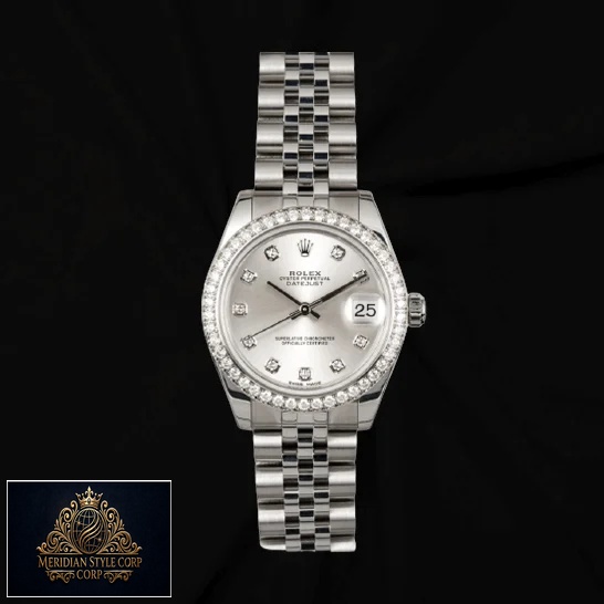 Rolex Datejust Diamond bezel Jubilee Bracelet Replica black background