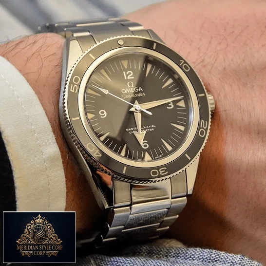 Omega Seamaster 300m Black Dial Replica on the man wrist