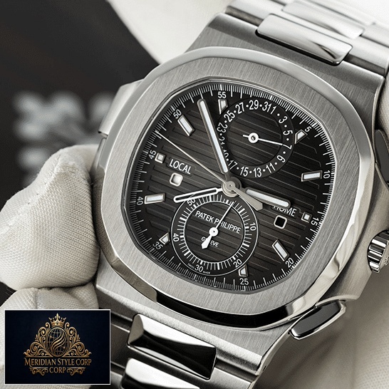 Patek Philippe Geneve Black Dial Steel Case Replica on the hand