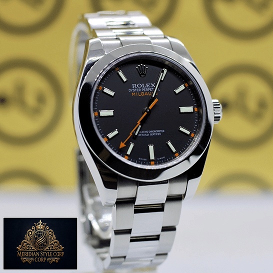 Rolex Milgauss 116400 Stainless Steel Case & Bracelet Black Dial Replica Left Side