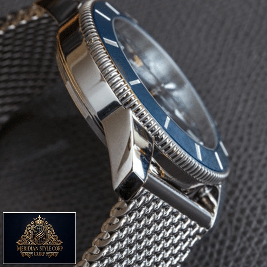 Breitling AB2010161C1A1A Blue Bezel Steel Case Replica side view