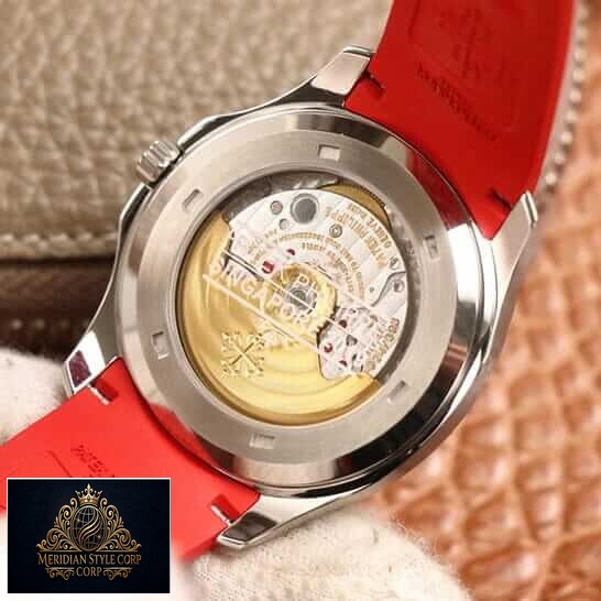 Patek Philippe Red Rubber Bracelet Steel Case Replica upside view
