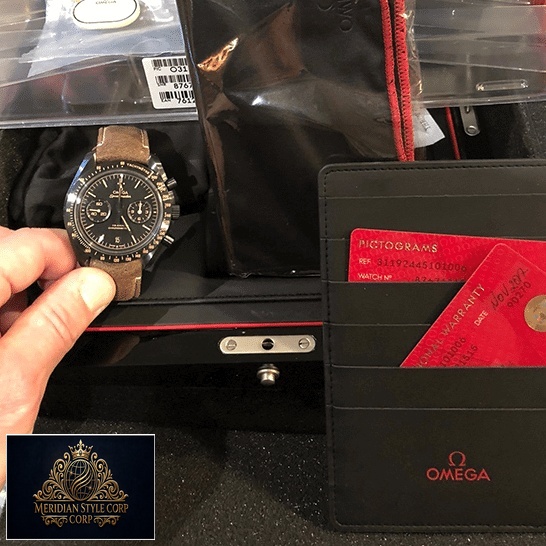 Omega Speedmaster 311.92.44.51 Leather Bracelet Black Dial Replica in the box
