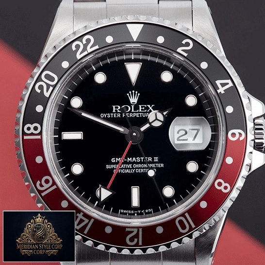 Rolex GMT-Master II Coke 16710 Black & Red Bezel Replica Black Red Background