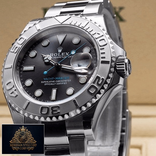 Rolex Yacht Master 116622-0003 Replica push button and brown background