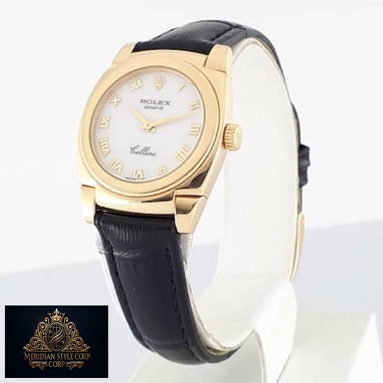 Rolex Cellini Geneve Black Leather Bracelet 5320/8 Replica