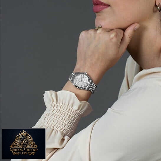 Rolex Datejust 178344 Mother Pearl Diamond Dial Replica on the women wrist